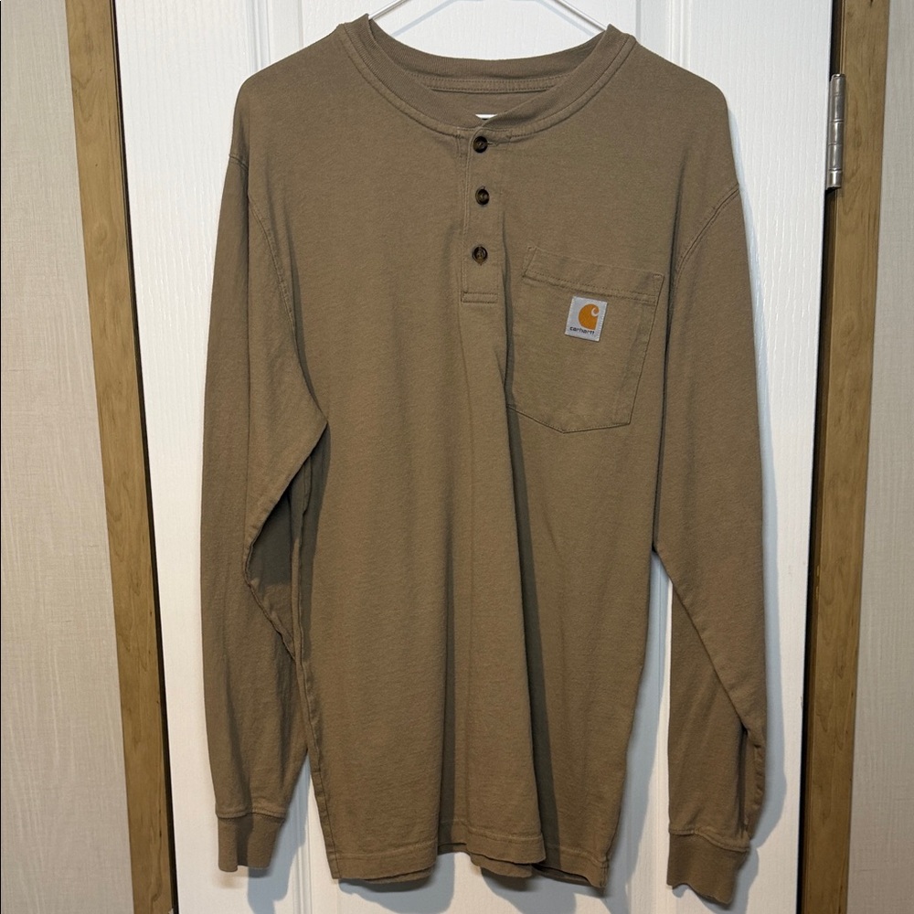 Carhartt Tan Henley Shirt with Pocket